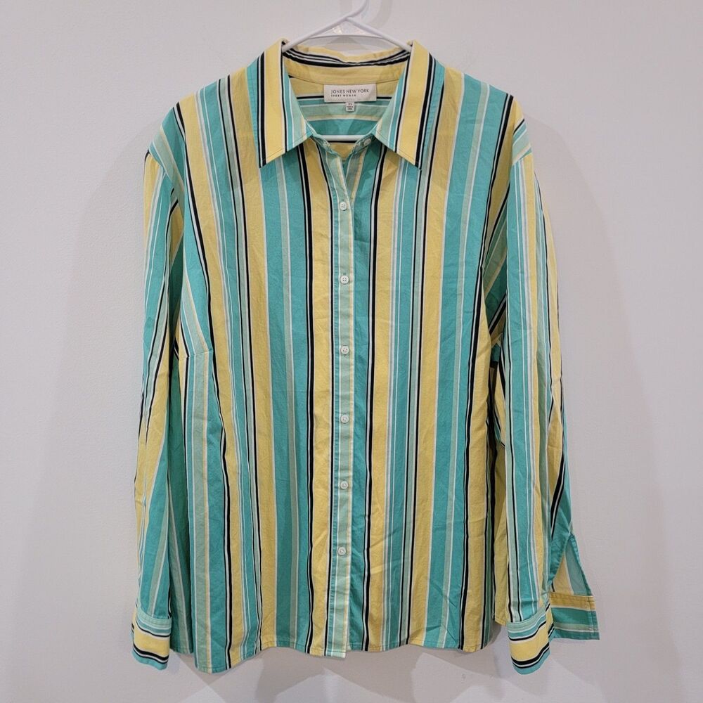 Jones New York Womens Button Up Top Size 3X Colorful Career Office